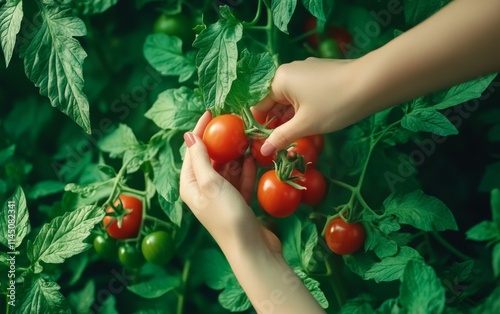 Freshly picked tomatoes from the garden.  A vibrant display of ripe, red tomatoes, ready for harvest.  Perfect summer bounty. photo