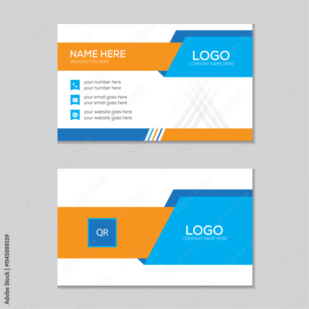 Template for modern business card design. Template for modern business card design.