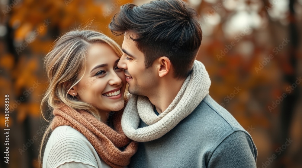 Fototapeta premium couple in autumn park
