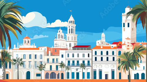 Canvas Print Illustration, Cityscape of Martina Franca in Puglia, Italy