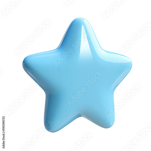 blue 3d round star white background