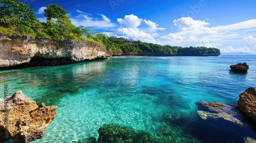 Wallpaper Mural Tropical Coastal Scene with Crystal Clear Water and Lush Greenery Torontodigital.ca