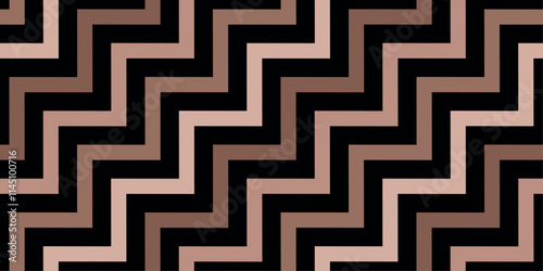Seamless mocha mousse color stair zigzag pattern on black background