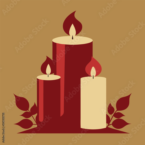 Christmas candle Vector illustration Adobe Illustrator Artwork