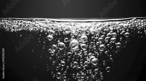 Realistic fizzy bubbles in water from effervescent tablet pill. transparent fizz bubbles of sparkling water or soda drink fizzy gas bubbles. Effervescent. Illustration