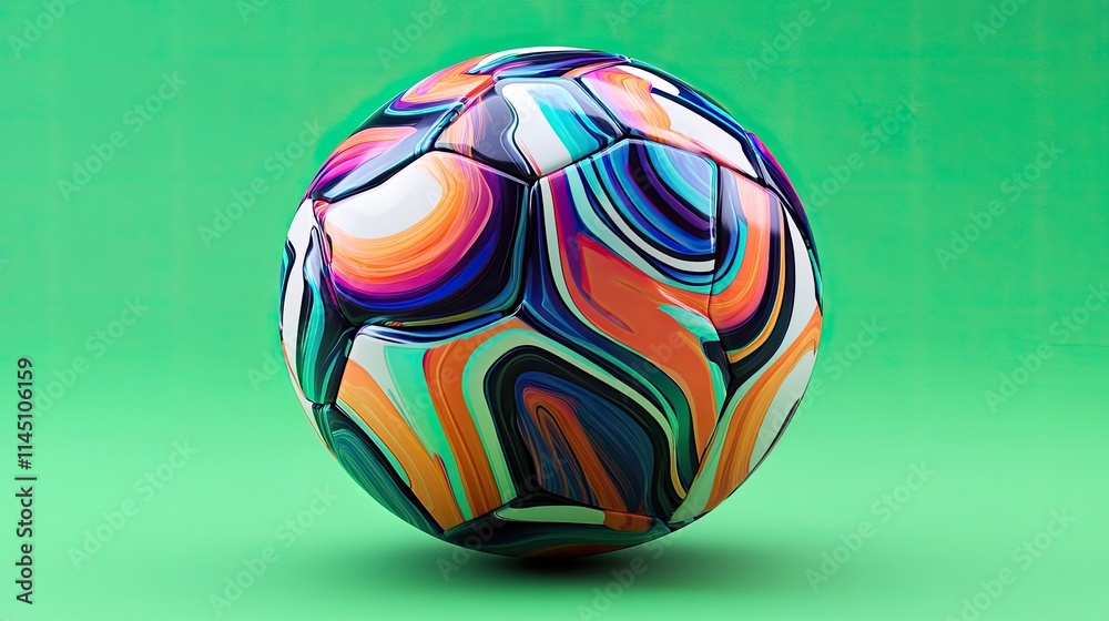 Abstract Colorful Soccer Ball On Green Background Abstract Colorful Soccer Ball On Green Background