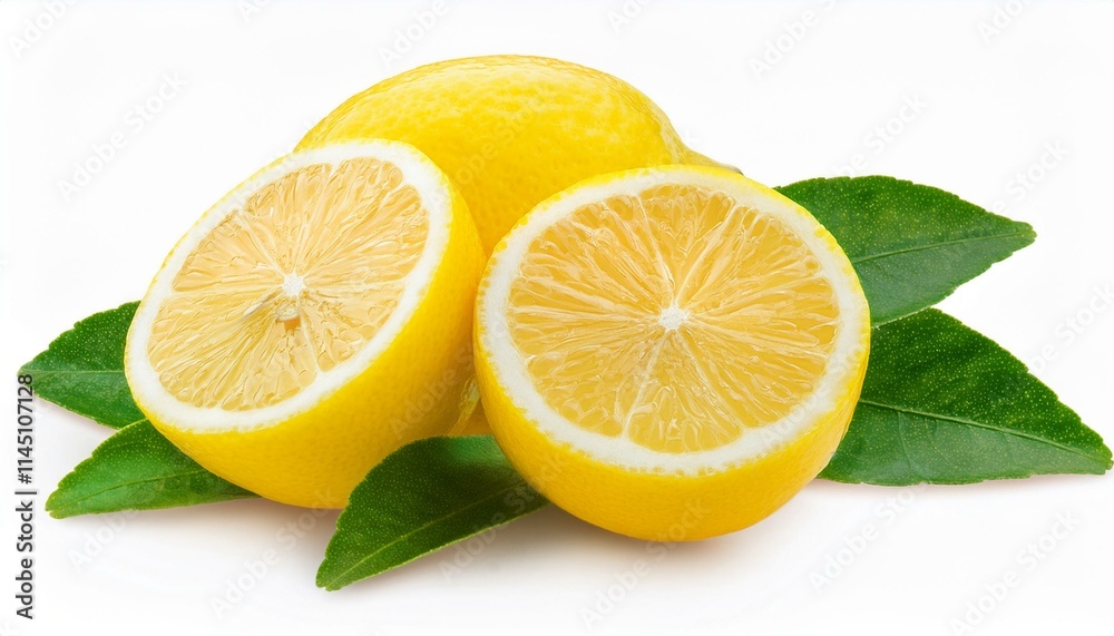 Natural Lemon fruit cut in half isolated on white background. Clipping path Natural Lemon fruit cut in half isolated on white background. Clipping path