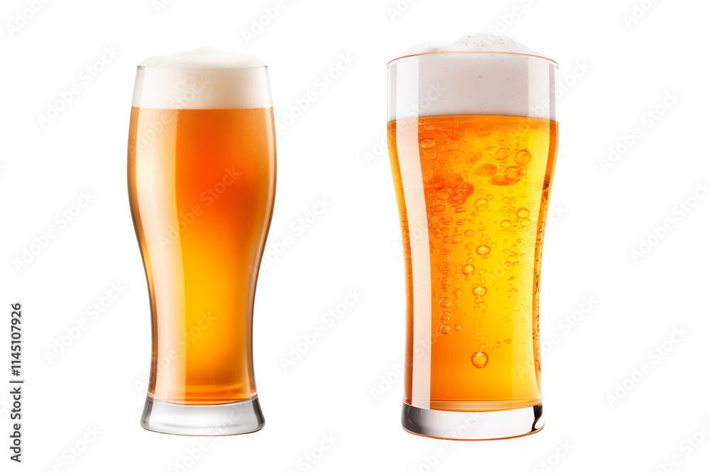 Set of different beer glasses in various styles isolated on white transparent background. Mugs with drink like Ipa, Pale Ale, Pilsner, Porter or Stout Set of different beer glasses in various styles isolated on white transparent background. Mugs with drink like Ipa, Pale Ale, Pilsner, Porter or Stout