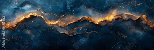 Panel kuchenny z motywem A natural blue marble design featuring golden veins, suitable for ceramic wall and floor tiles, granite slab stone ceramic tiles, rustic matte texture, and polished quartz stone.