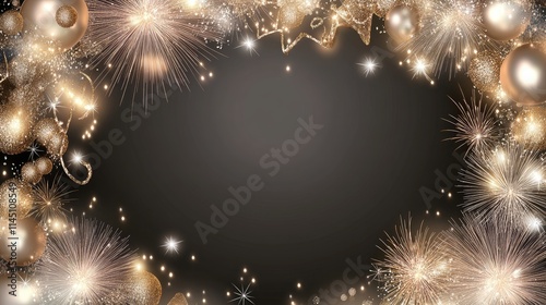 Vibrant fireworks burst into various colors above a black background, symbolizing joy and celebration for the New Year festivities photo