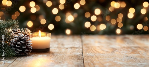 Candlelit christmas decor cozy home holiday photography warm environment close-up view festive ambiance photo