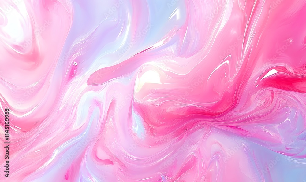 Fototapeta premium Fluid abstract swirls of pink and white with soft light.
