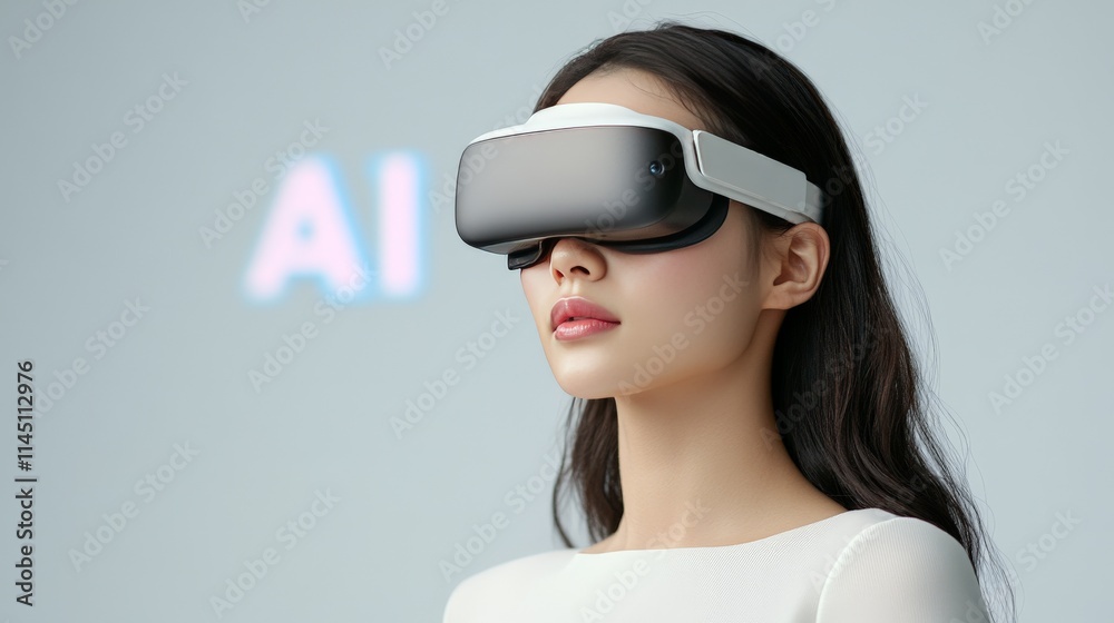 Stylish young woman in futuristic AI-enabled glasses and sleek attire emphasizing modern tech sophistication and cutting-edge smart visual technology Stylish young woman in futuristic AI-enabled glasses and sleek attire emphasizing modern tech sophistication and cutting-edge smart visual technology
