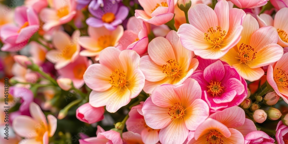 Bouquet of delicate pink and white ranunculus flowers in full bloom, blossoms, beauty Bouquet of delicate pink and white ranunculus flowers in full bloom, blossoms, beauty