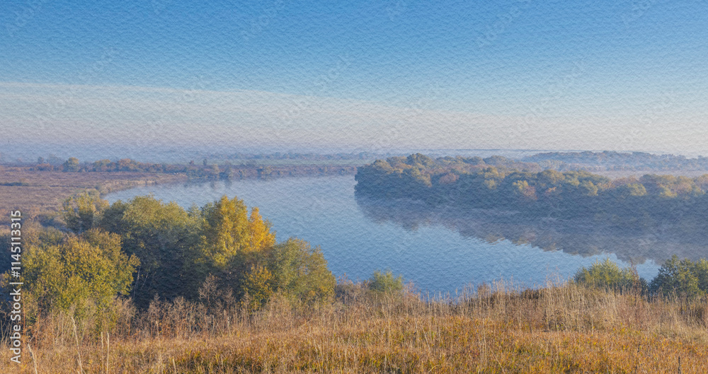 Beautiful landscape with a river and trees Beautiful landscape with a river and trees