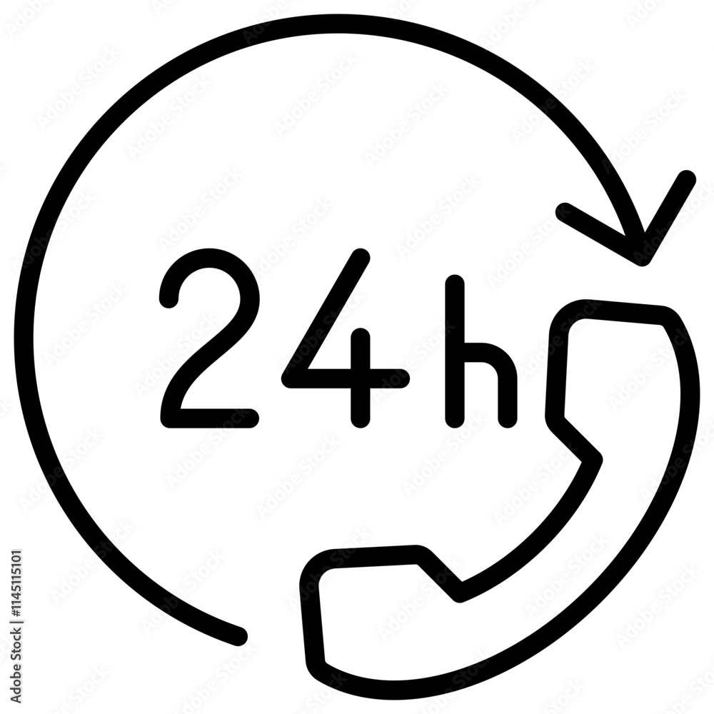 Line icon 24H Service vector contact us communication Line icon 24H Service vector contact us communication