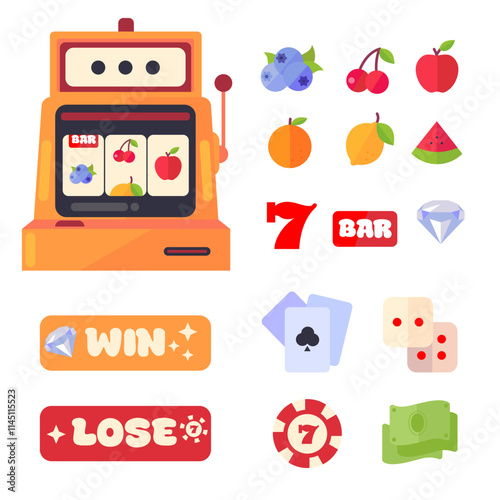 Casino Slot Machine Vector Icons Set