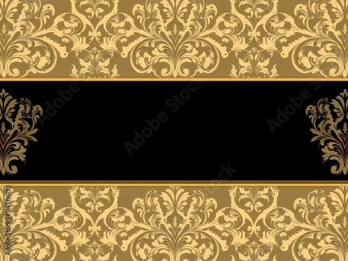 Elegant vintage card featuring intricate damask seamless wallpaper design, pattern, damask