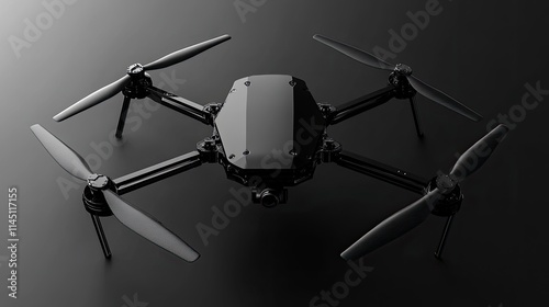 Sleek Black Drone with Carbon Fiber Propellers photo