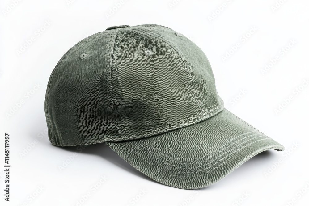 Green baseball cap with classic design isolated on white background Green baseball cap with classic design isolated on white background