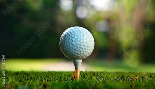 Wallpaper Mural  Close-up golf ball on tee with blur green bokeh background Torontodigital.ca
