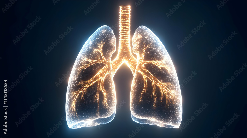 glowing Lungs show Bronchial Tree and Respiratory System Anatomy Perfectly with Medical Visualization Theme or Breath Theme glowing Lungs show Bronchial Tree and Respiratory System Anatomy Perfectly with Medical Visualization Theme or Breath Theme