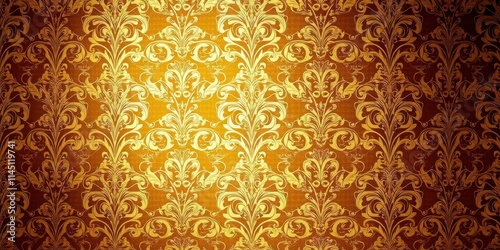 Luxurious golden damask floral pattern background, background, regal photo