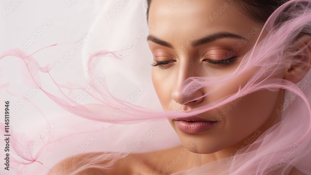 A Serene Close-Up Portrait of a Woman's Face, Capturing Her Tranquil Expression, Soft Lighting, and Natural Beauty in a Moment of Peace and Calm A Serene Close-Up Portrait of a Woman's Face, Capturing Her Tranquil Expression, Soft Lighting, and Natural Beauty in a Moment of Peace and Calm