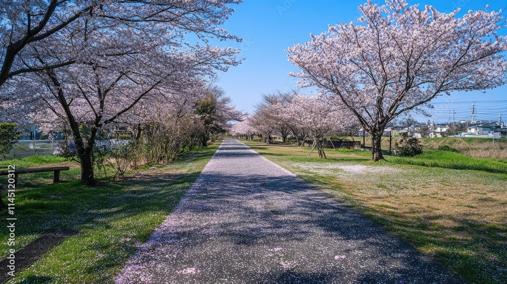 Cherry Blossom Pathway Springtime Scenic Walkway Cherry Blossom Pathway Springtime Scenic Walkway