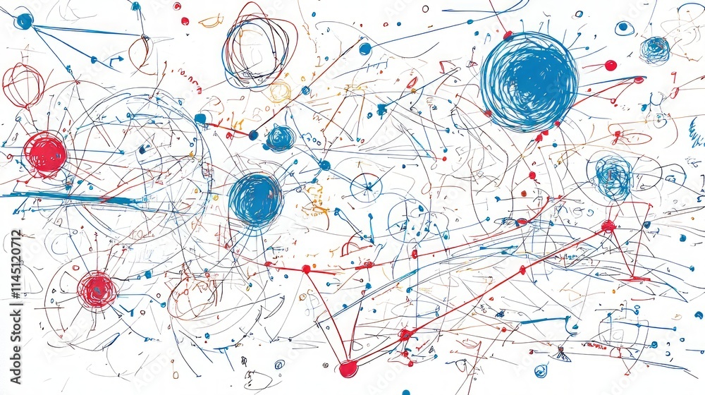 Abstract illustration of interconnected shapes and lines in vibrant colors. Abstract illustration of interconnected shapes and lines in vibrant colors.