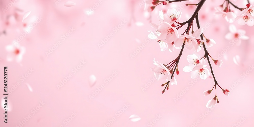 Pink sakura petals falling on a soft blurred background, serene, peaceful, soft Pink sakura petals falling on a soft blurred background, serene, peaceful, soft