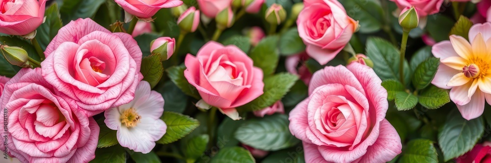 Rose flower with green leaves creating a beautiful frame, flowers, vibrant Rose flower with green leaves creating a beautiful frame, flowers, vibrant