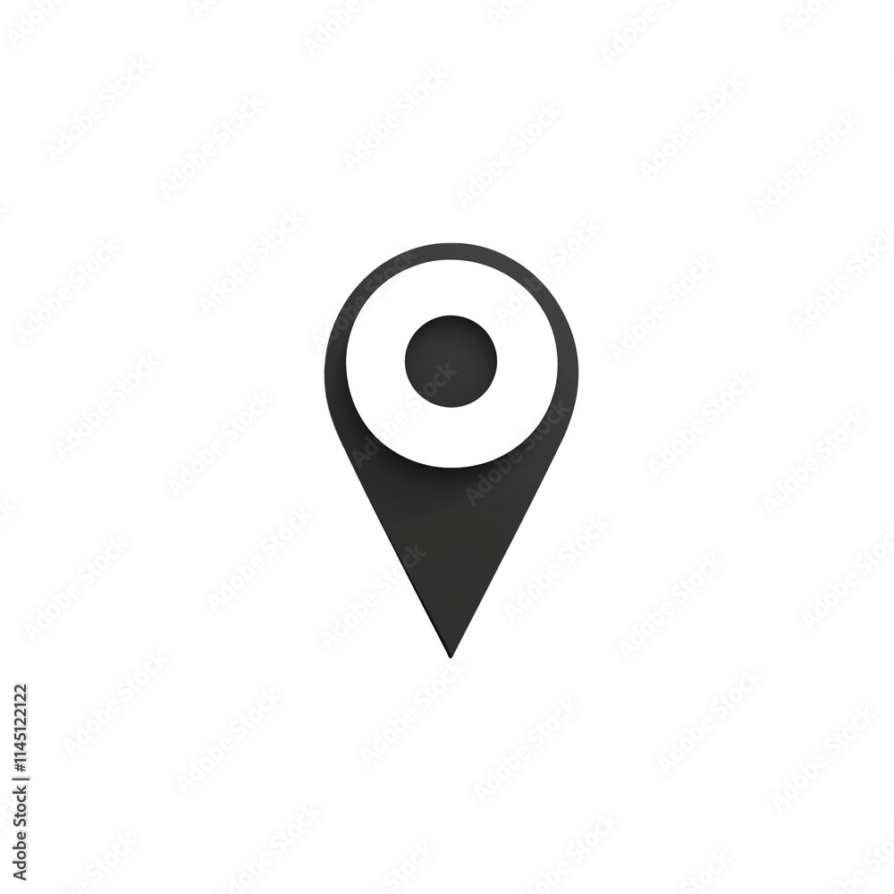 black map pointer icon isolatedon white black map pointer icon isolatedon white