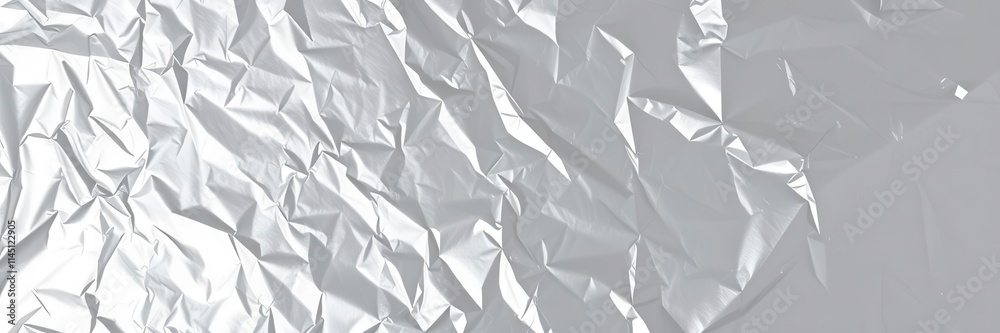 Obraz premium Shiny silver metallic foil texture with wrinkled effect, surface, background