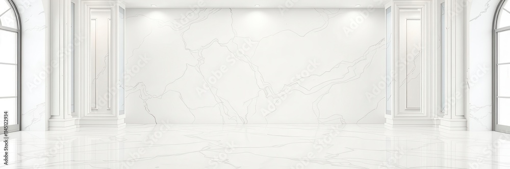 Obraz premium Panoramic white marble stone texture background for design projects, design, white
