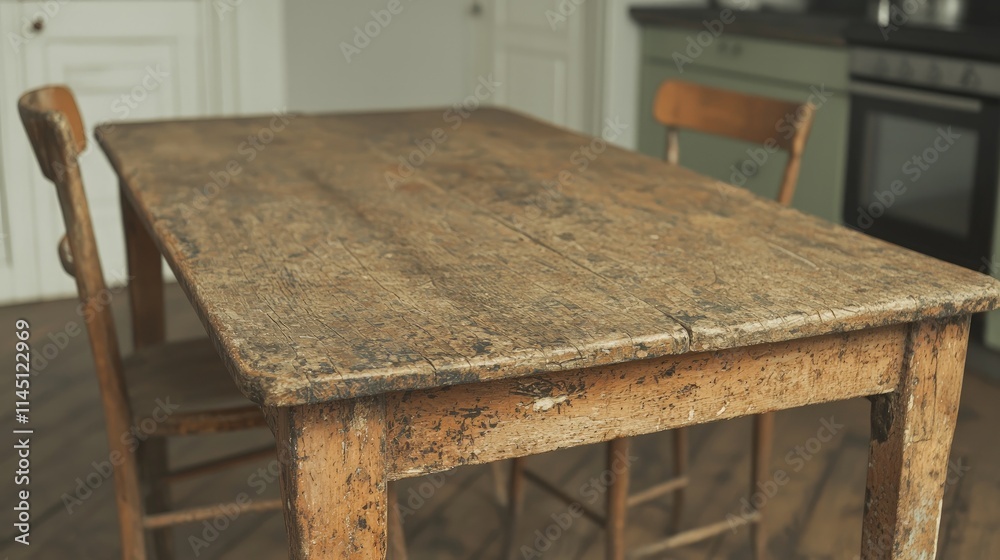 Rustic wooden kitchen table with two chairs. Rustic wooden kitchen table with two chairs.