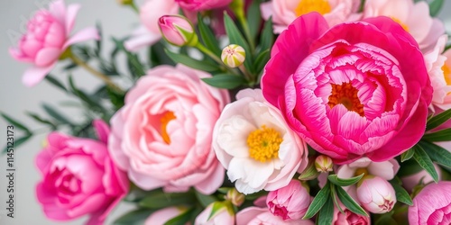 Wallpaper Mural Pink peony flowers arranged in a beautiful background, flora, feminine, flora Torontodigital.ca