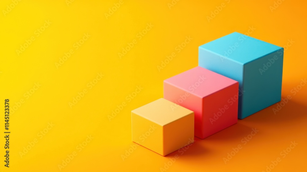 Colorful ascending cubes on yellow background. Colorful ascending cubes on yellow background.