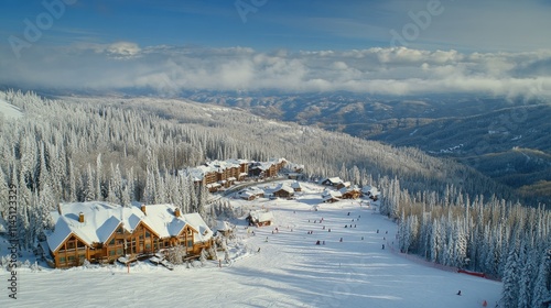Mountaintop Ski Resort Winter Wonderland Cabin Views