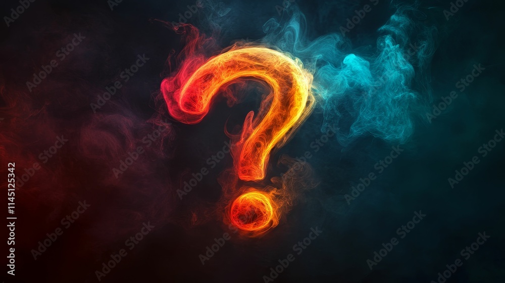 Fiery, smoky question mark swirls in dark space. Fiery, smoky question mark swirls in dark space.
