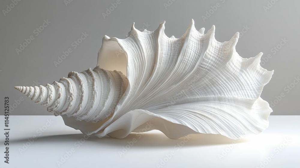 Large white seashell, spiraled, delicate texture. Large white seashell, spiraled, delicate texture.