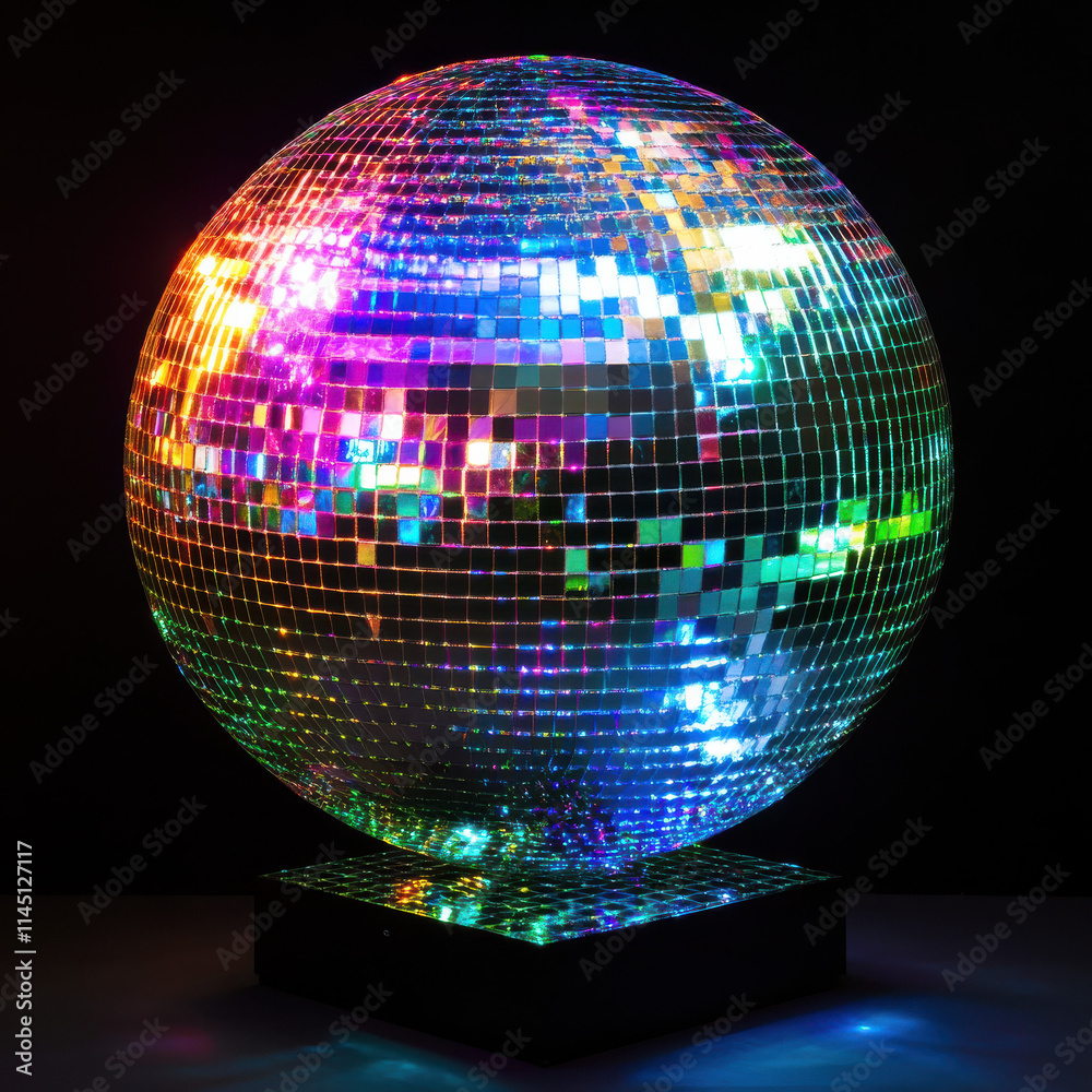 Obraz premium New Year Vibes: Disco Ball with Multicolored Lights