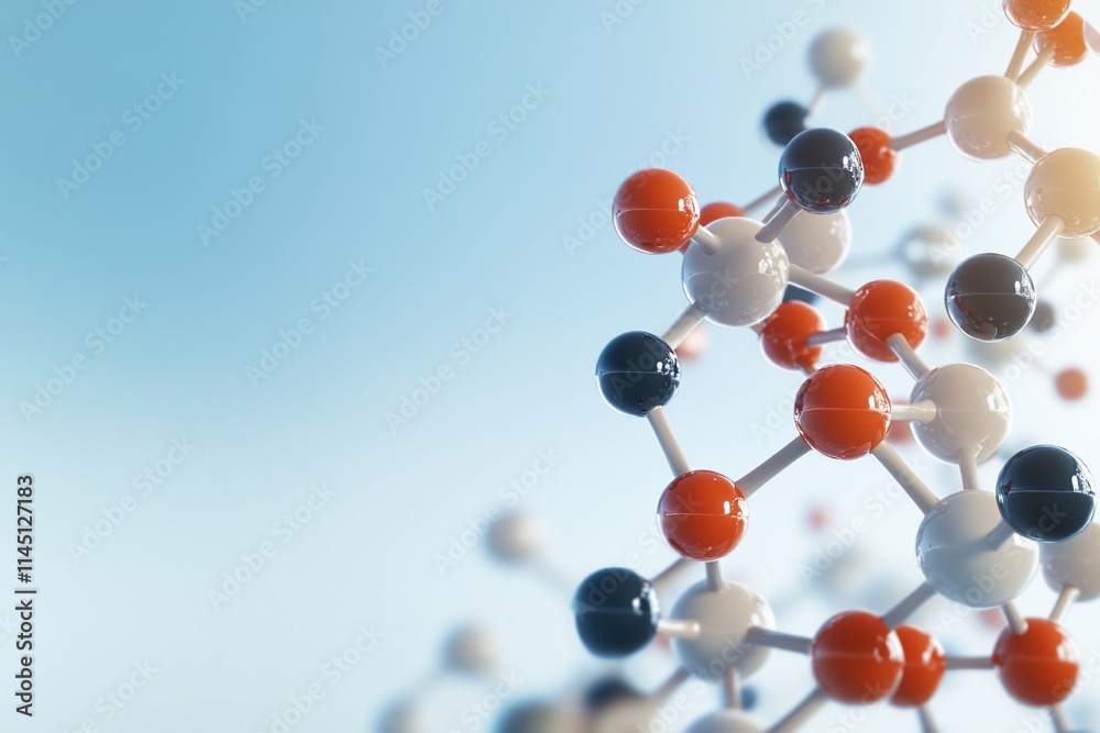 Molecular structure with colorful atoms against a soft background. Molecular structure with colorful atoms against a soft background.