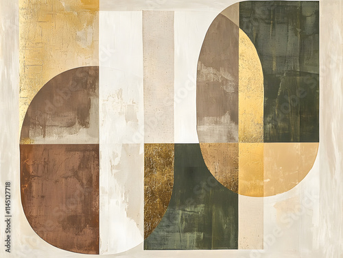 A layered abstract artwork