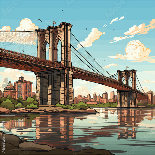 Brooklyn Bridge - vector illustration