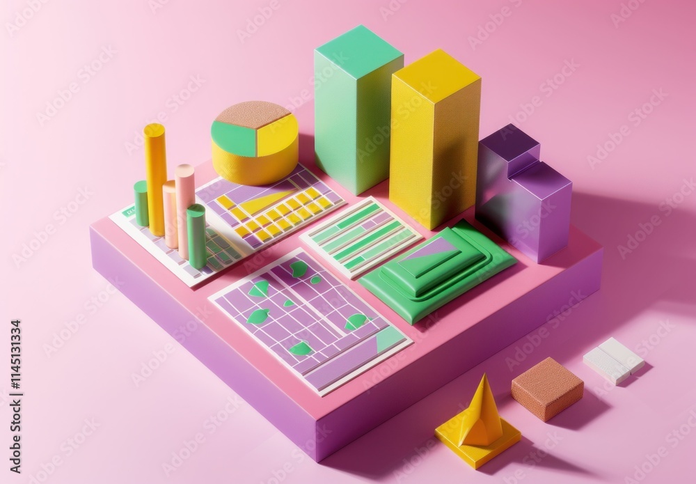 colorful geometric shapes, D model, pastel background, abstract design, modern art, business concept, vibrant colors, visual data representation, geometry, shapes in space colorful geometric shapes, D model, pastel background, abstract design, modern art, business concept, vibrant colors, visual data representation, geometry, shapes in space