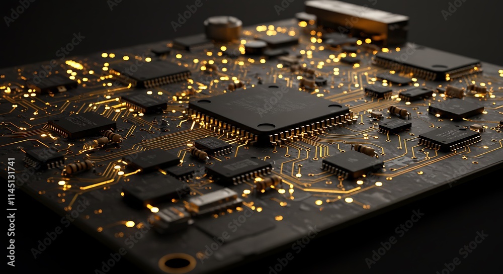Illuminated circuit board with glowing components.
ai Illuminated circuit board with glowing components.
ai