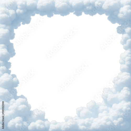 White cloud border frame photo with a transparent background.
