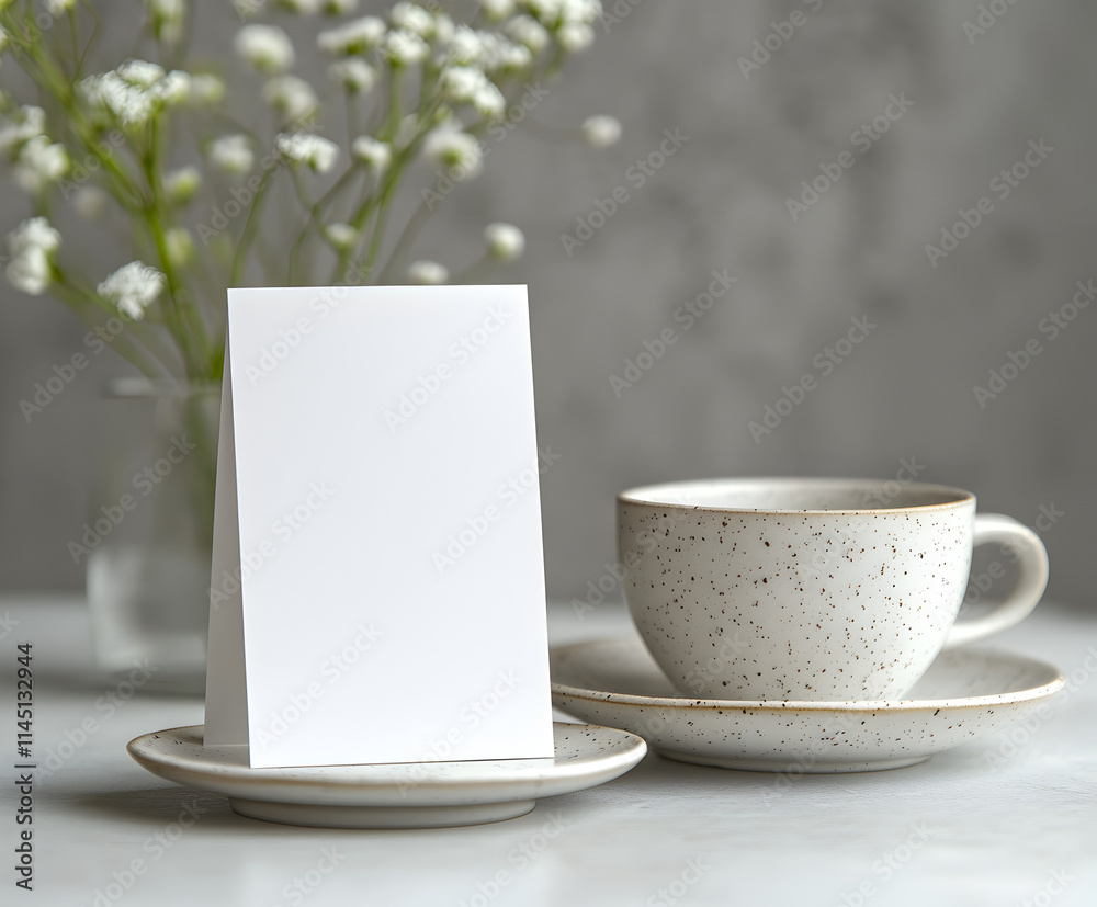 Blank White Table Tent Cards Mockup on Grey Background Blank White Table Tent Cards Mockup on Grey Background