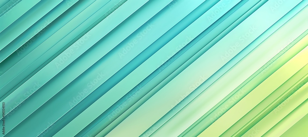 Fototapeta premium Abstract geometric background with dynamic diagonal lines in cyan and green tones, ideal for digital and creative projects.